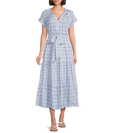 Nurture Belted Short Sleeve V-Neck Maxi Dress