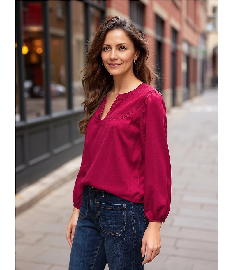 Nurture Bracelet Sleeve Notch Neck Blouse