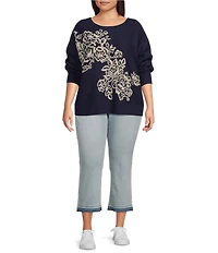 Nurture by Westbound Plus Size Crop Kick Flare Patch Pocket Jeans