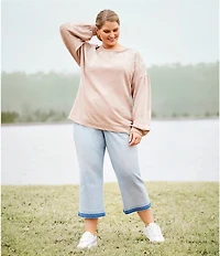 Nurture by Westbound Plus Size Crop Kick Flare Patch Pocket Jeans