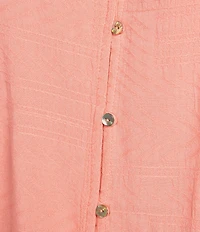 Nurture by Westbound Plus Size Woven Long Sleeve Button Front Novelty Smocking Top
