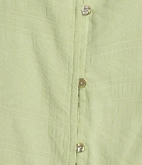 Nurture by Westbound Plus Size Woven Long Sleeve Button Front Novelty Smocking Top