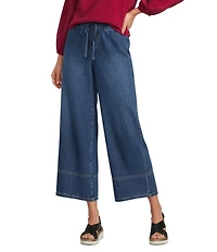 Nurture Drapey Stretch Denim High Rise Cropped Palazzo Pants