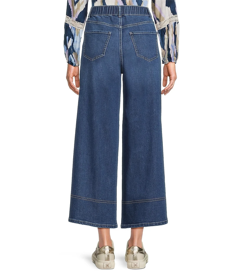Nurture Drapey Stretch Denim High Rise Cropped Palazzo Pants
