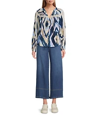 Nurture Drapey Stretch Denim High Rise Cropped Palazzo Pants