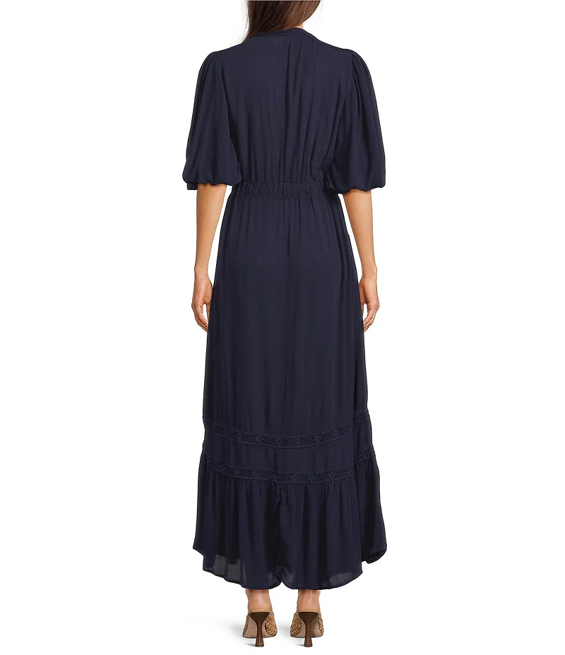 Nurture Elbow Bubble Sleeve V-Neck Maxi Dress