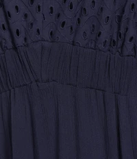 Nurture Elbow Bubble Sleeve V-Neck Maxi Dress