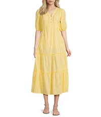 Nurture Elbow Puff Sleeve V-Neck Maxi Dress