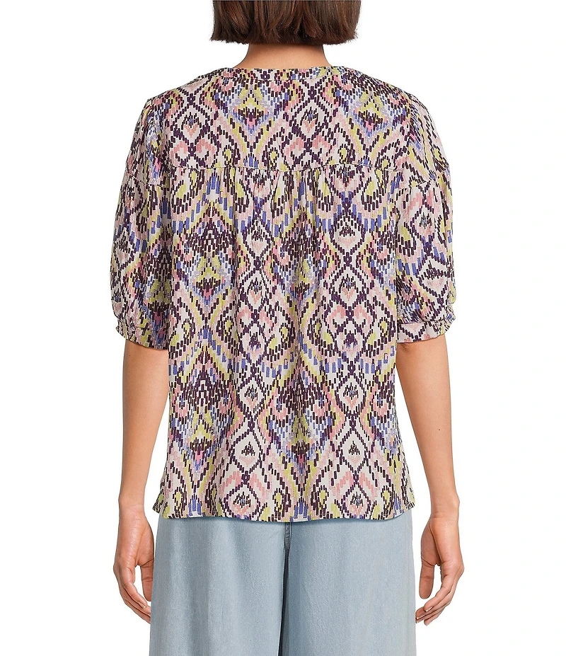 Nurture Elbow Sleeve Henley Neck Blouse