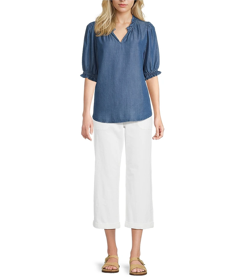 Nurture Elbow Sleeve Notch Neck Top