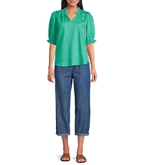 Nurture Elbow Sleeve Notch Neck Top