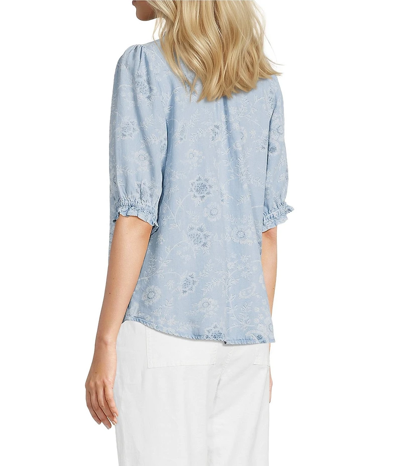 Nurture Elbow Sleeve Notch Neck Top
