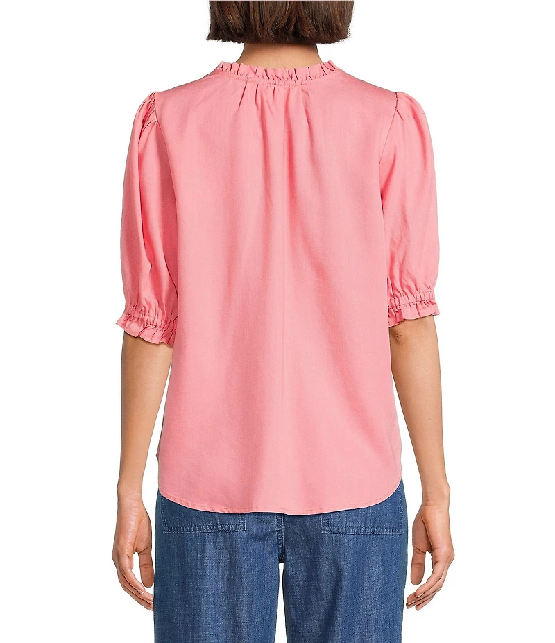 Nurture Elbow Sleeve Notch Neck Top