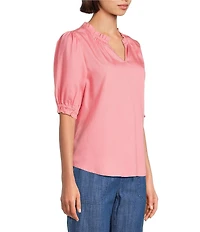 Nurture Elbow Sleeve Notch Neck Top