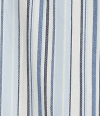 Nurture Stripe Print Elbow Sleeve V-Neck Short A-Line Dress