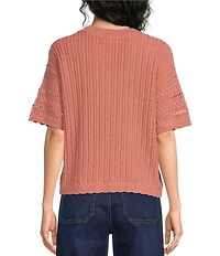 Nurture Elbow Sleeve V-Neck Sweater Top