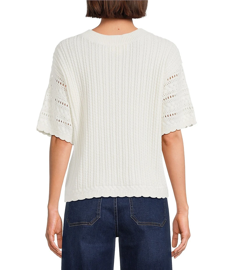 Nurture Elbow Sleeve V-Neck Sweater Top