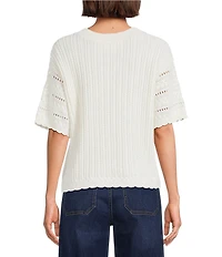 Nurture Elbow Sleeve V-Neck Sweater Top