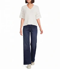 Nurture Elbow Sleeve V-Neck Sweater Top