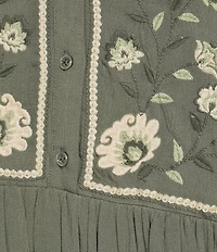 Nurture Embroidered 3/4 Sleeve V-Neck Midi Dress