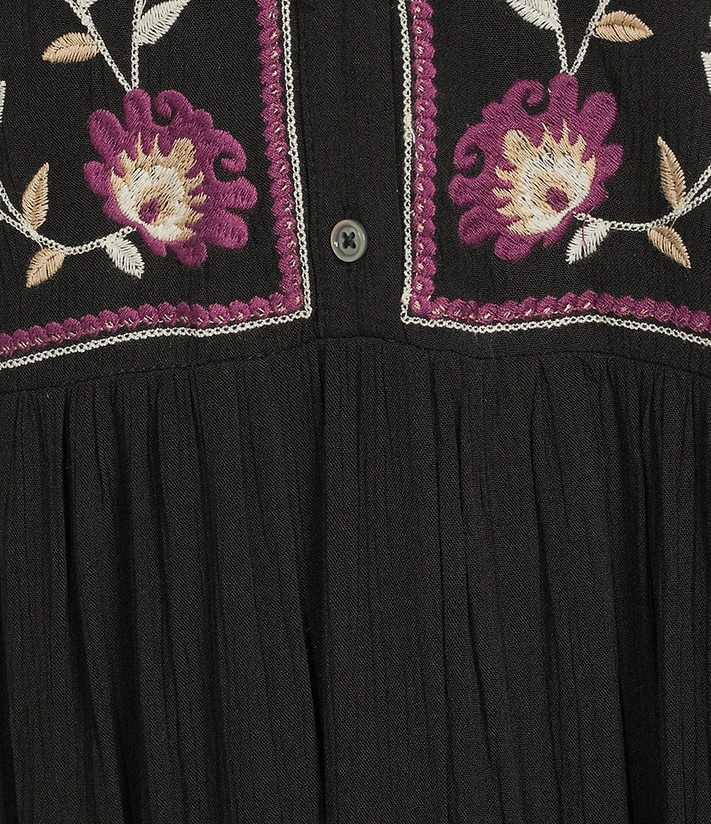 Nurture Embroidered 3/4 Sleeve V-Neck Midi Dress