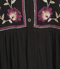 Nurture Embroidered 3/4 Sleeve V-Neck Midi Dress