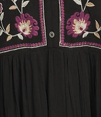 Nurture Embroidered 3/4 Sleeve V-Neck Midi Dress