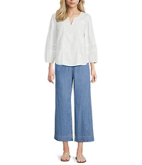 Nurture Embroidered 3/4 Sleeve V-Neck Top