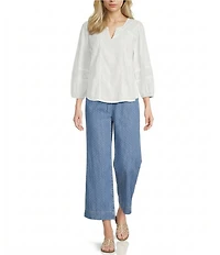 Nurture Embroidered 3/4 Sleeve V-Neck Top