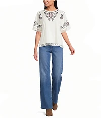 Nurture Embroidered Drop Shoulder Knit Top