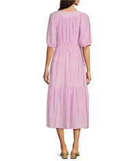 Nurture Embroidered Puff Sleeve V-Neck Maxi Dress