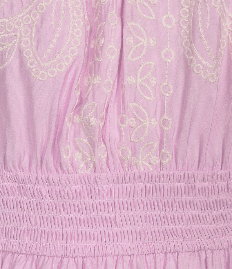 Nurture Embroidered Puff Sleeve V-Neck Maxi Dress