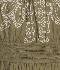 Nurture Embroidered Puff Sleeve V-Neck Maxi Dress