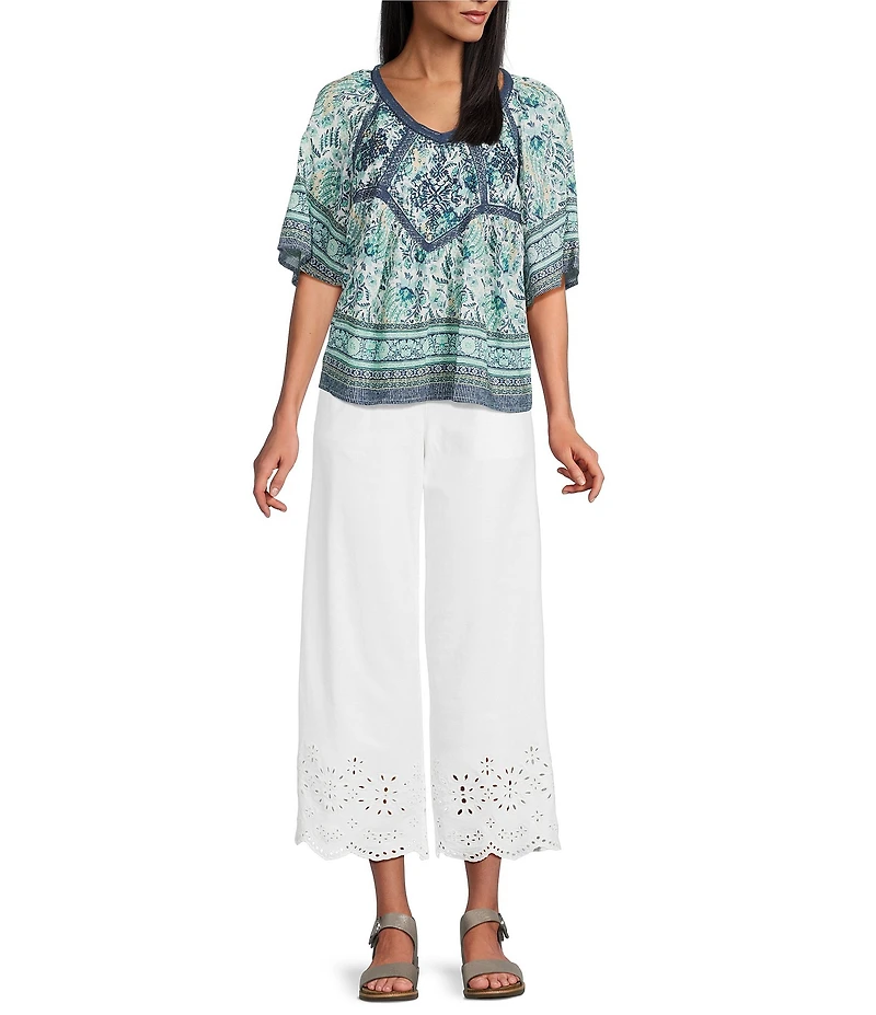 Nurture Embroidered Short Sleeve V-Neck Top