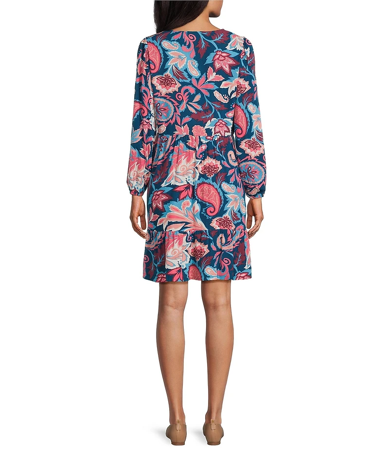 Nurture Embroidered V-Neck Long Sleeve Dress