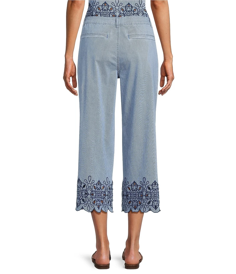 Nurture Eyelet Embroidered Wide Leg Crop Pants