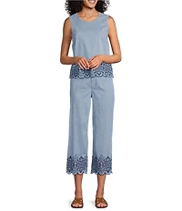 Nurture Eyelet Embroidered Wide Leg Crop Pants