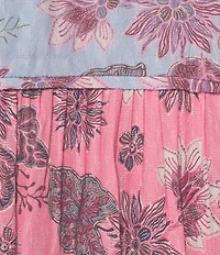 Nurture Floral Print Elbow Sleeve Tassel V-Neck Peasant Top