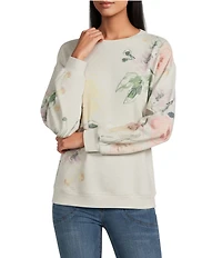 Nurture Floral Print Long Sleeve Crew Neck Knit Pullover