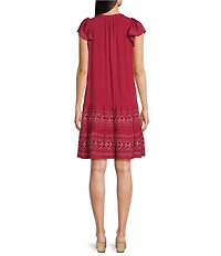 Nurture Flutter Sleeve V-Neck Short Swing Dress