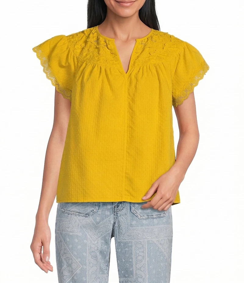 Nurture Flutter Sleeve Americana V-Neck Top