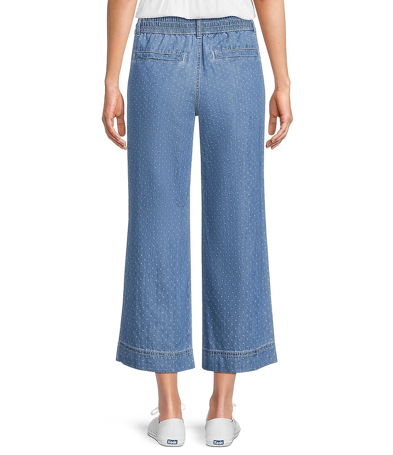 Nurture High Jacquard Dot Rise Pull On Wide Leg Crop Pants