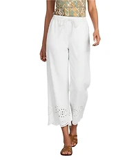 Nurture High Rise Embroidered Pull-On Wide Leg Crop Pants