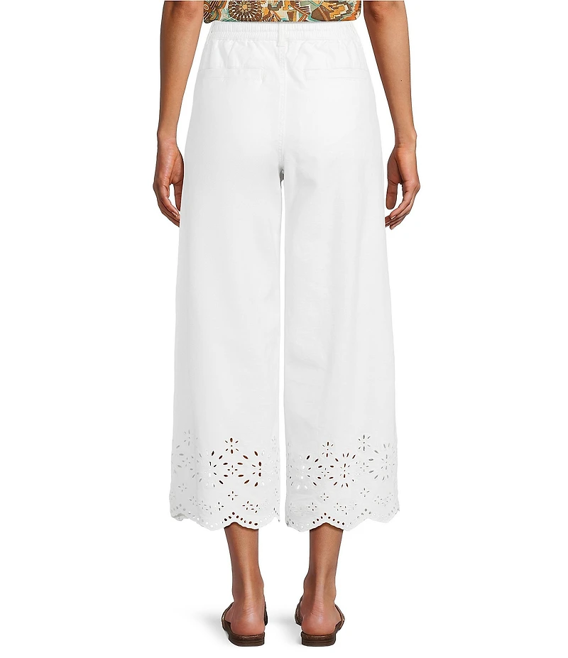 Nurture High Rise Embroidered Pull-On Wide Leg Crop Pants