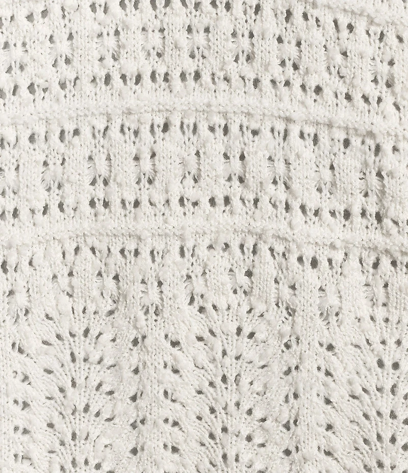 Nurture Long Sleeve V-Neck Open Stitch Pullover Top