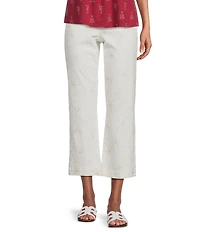 Nurture Mid Rise Embroidered Demi Boot Crop Pants