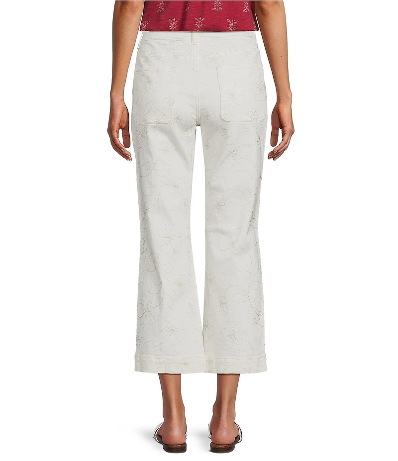Nurture Mid Rise Embroidered Demi Boot Crop Pants