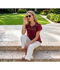 Nurture Mid Rise Embroidered Demi Boot Crop Pants