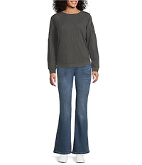 Nurture Mixed Media Crew Neck Long Sleeve Top