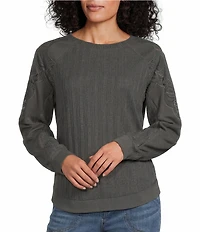 Nurture Mixed Media Crew Neck Long Sleeve Top